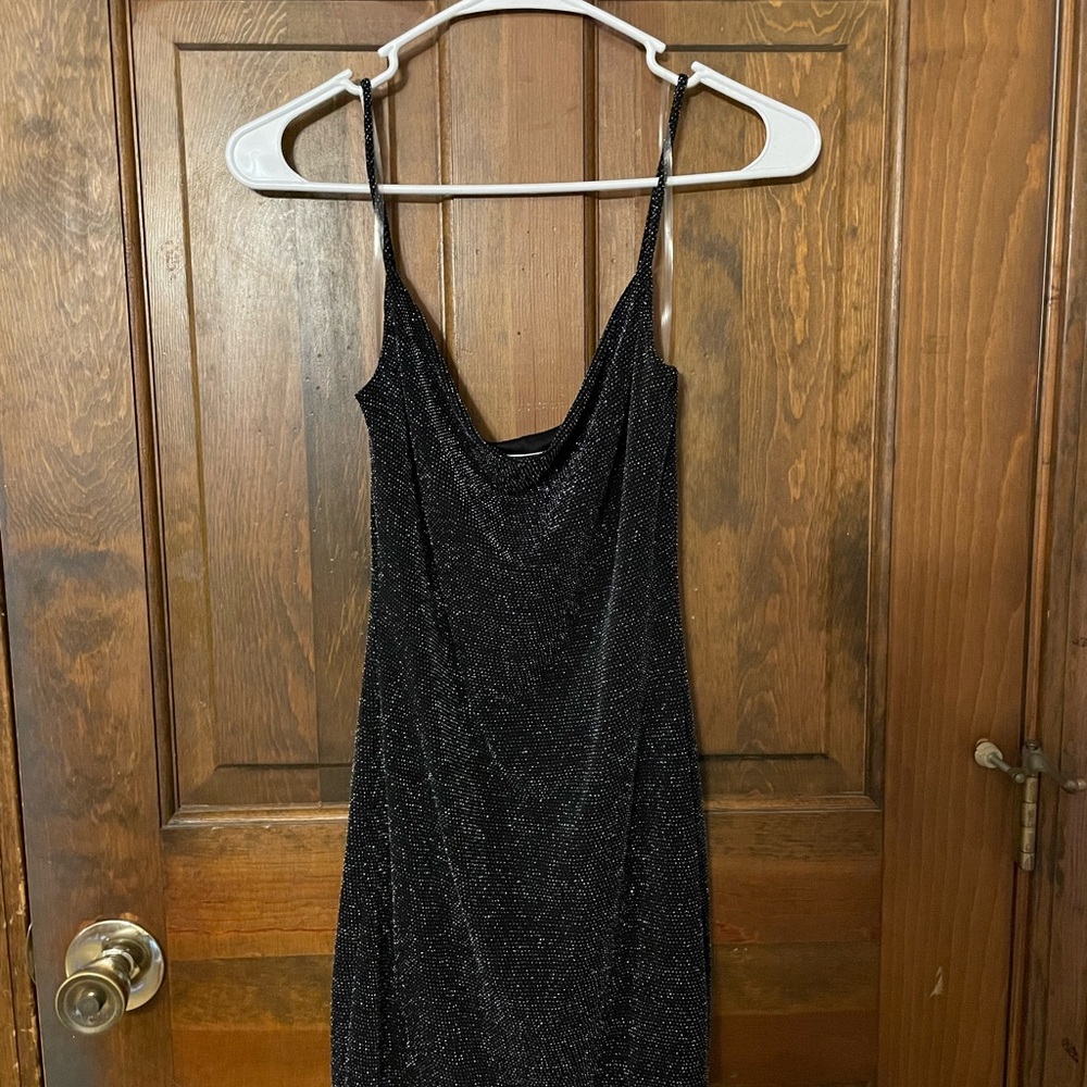 Blue Blush Black Sparkle Backless Dress Homecoming Formal size small